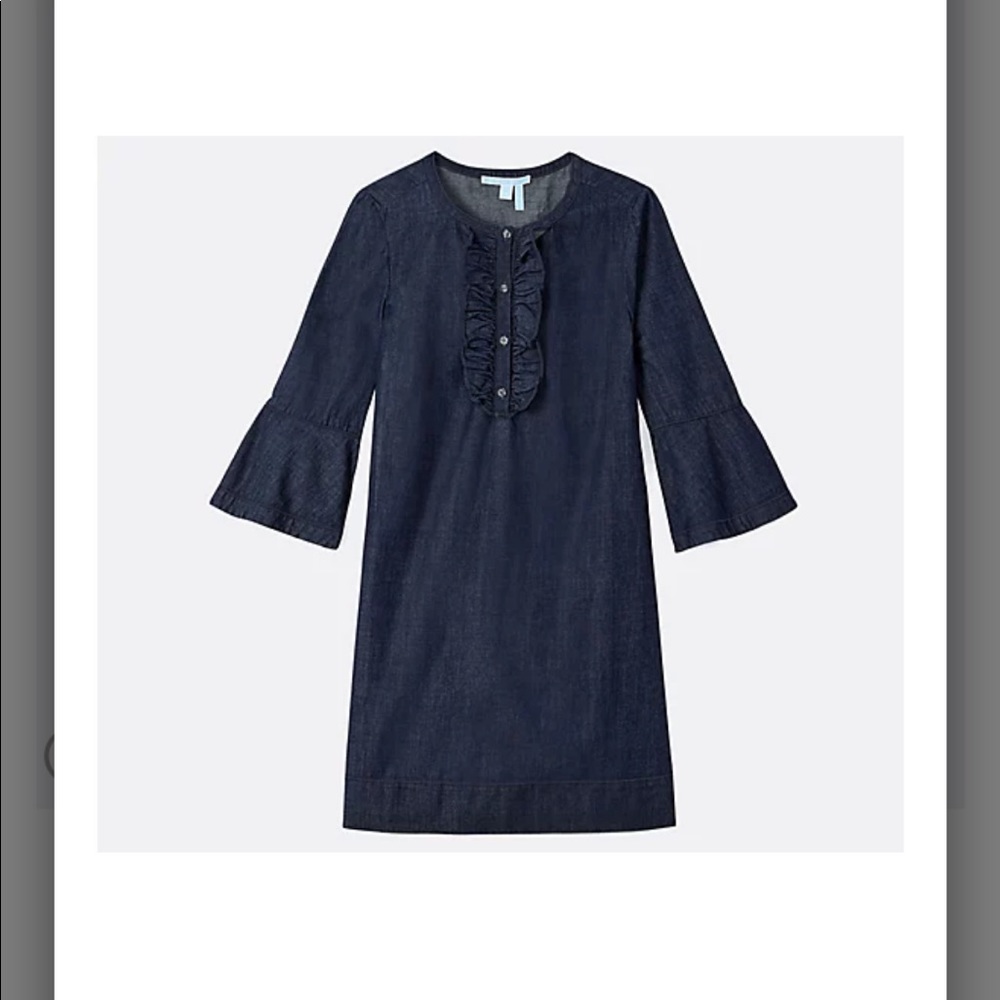 Draper James Chambray Ruffle Shift Dress, Size 6